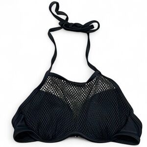 Xhilaration Black Mesh Halter Bikini Top XS